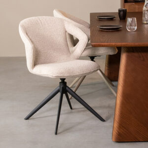 LABEL51 Eetkamerstoel Zurich - Naturel - Royal Boucle - Zwart Metaal