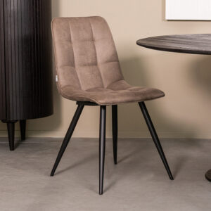 LABEL51 Eetkamerstoel Bistro taupe micro suede zwart metaal kopen