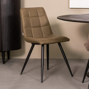 LABEL51 Eetkamerstoel Bistro - Moss - Micro Suede - Zwart Metaal