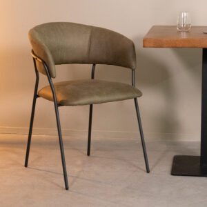 LABEL51 Eetkamerstoel Luuk - Moss - Micro Suede - Zwart Metaal
