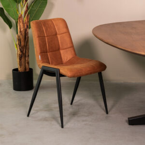 LABEL51 Eetkamerstoel Noor cognac micro suede zwart metaal kopen