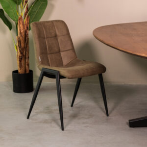 LABEL51 Eetkamerstoel Noor moss micro suede zwart metaal kopen