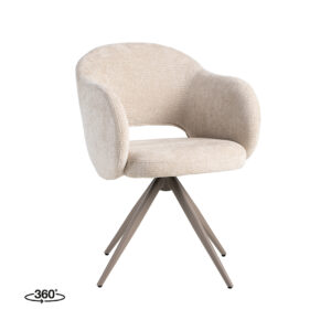 LABEL51 Eetkamerstoel Lela - Naturel - Elite - Taupe Metaal