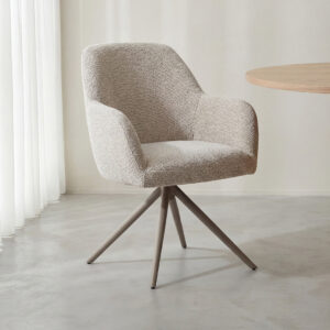 LABEL51 Eetkamerstoel Sayuri - Naturel - Royal Boucle - Taupe Metaal