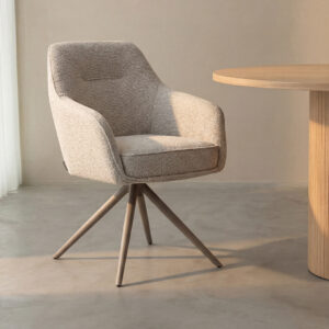 LABEL51 Eetkamerstoel Akira - Naturel - Royal Boucle - Taupe Metaal