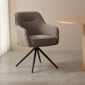 LABEL51 Eetkamerstoel Akira - Mushroom - Royal Boucle - Zwart Metaal