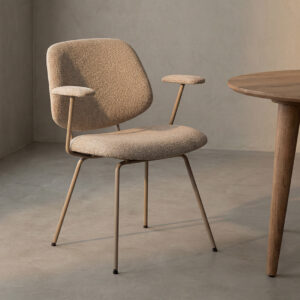 LABEL51 Eetkamerstoel Loreto - Naturel - Royal Boucle - Taupe Metaal