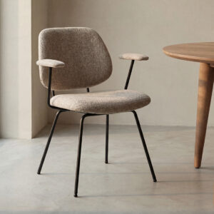 LABEL51 Eetkamerstoel Loreto - Naturel - Royal Boucle - Zwart Metaal