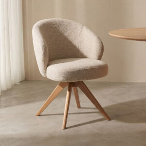 LABEL51 Eetkamerstoel Sabi - Naturel - Royal Boucle - Naturel Hout