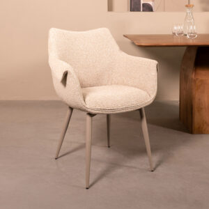 LABEL51 Eetkamerstoel Mirai - Naturel - Royal Boucle - Taupe Metaal
