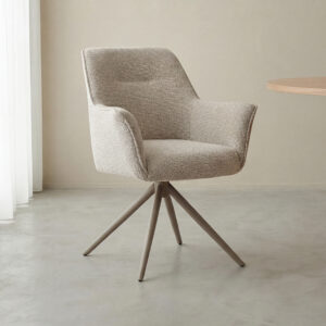 LABEL51 Eetkamerstoel Kimora - Naturel - Royal Boucle - Taupe Metaal