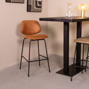 LABEL51 Barkruk Bello - Cognac - Micro Suede - Hoog