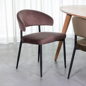 LABEL51 Eetkamerstoel Bliss - Taupe - Fluweel - Zwart Metaal