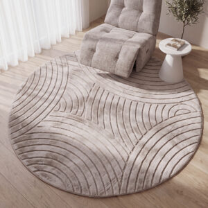 LABEL51 Vloerkleden Nilo licht taupe polyester 200x200 cm rond kopen
