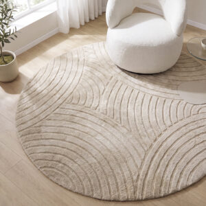 LABEL51 Vloerkleden Nilo beige polyester 200x200 cm rond kopen