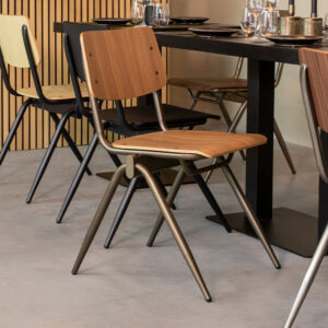 LABEL51 Eetkamerstoel Solid walnoot hout goud metalen frame kopen